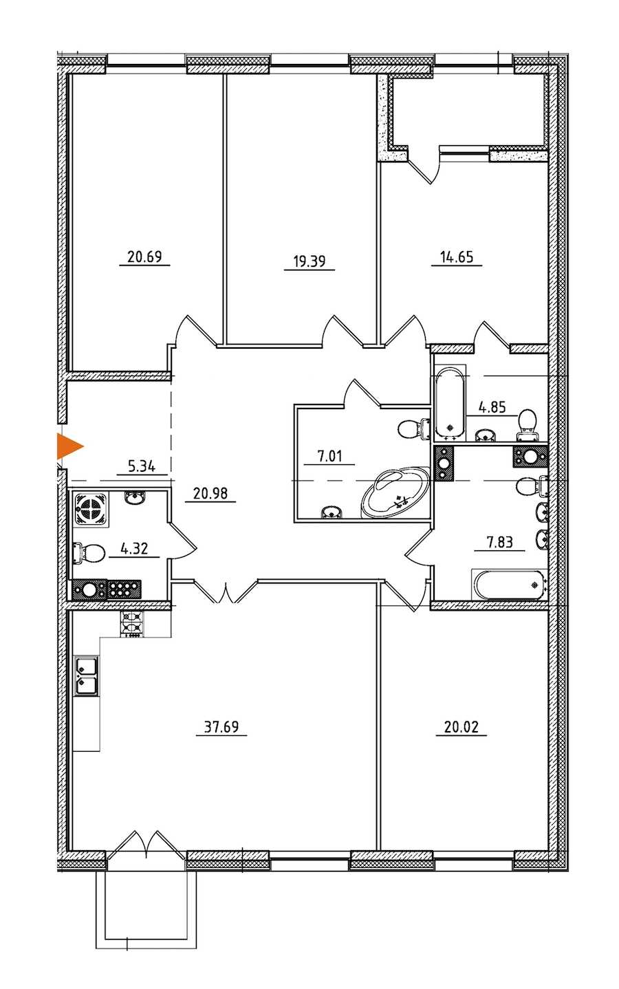 Четырехкомнатная квартира в : площадь 166.16 м2 , этаж: 8 – купить в Санкт-Петербурге